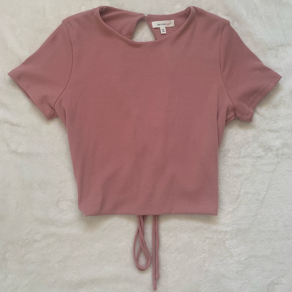pink tie back cropped tee